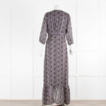 Ba&sh Black White Red Floral Wrap Around Frill Long Dress