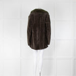 Max Mara Green Wool Front Shearling Back Short Coat