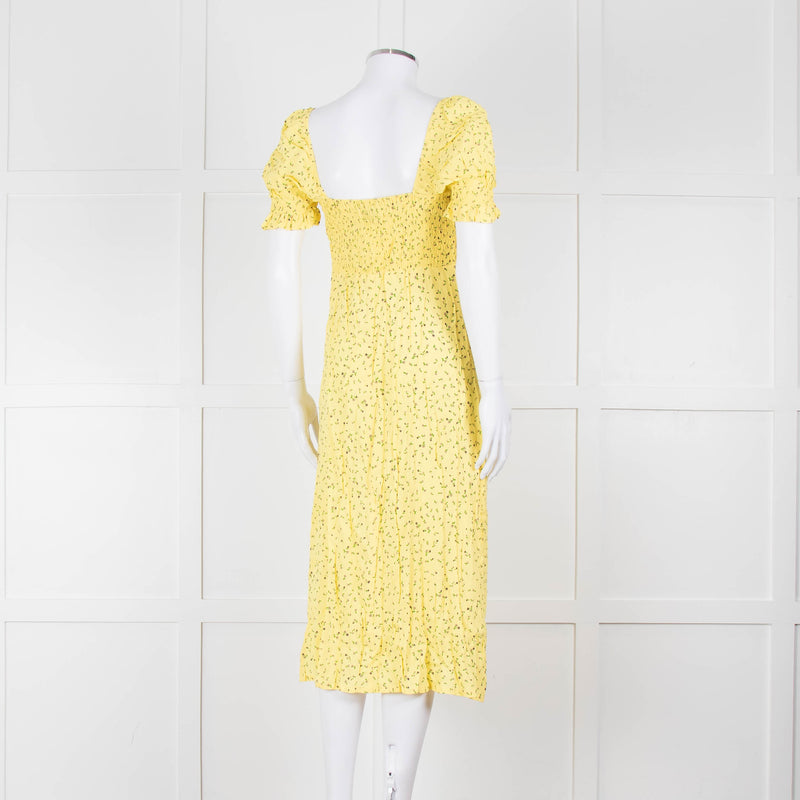 Faithfull The Brand Evelyn La Fica Yellow Floral Print Dress