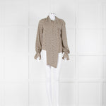Diane Von Furstenberg White Black Print Pussy Bow Tie Blouse