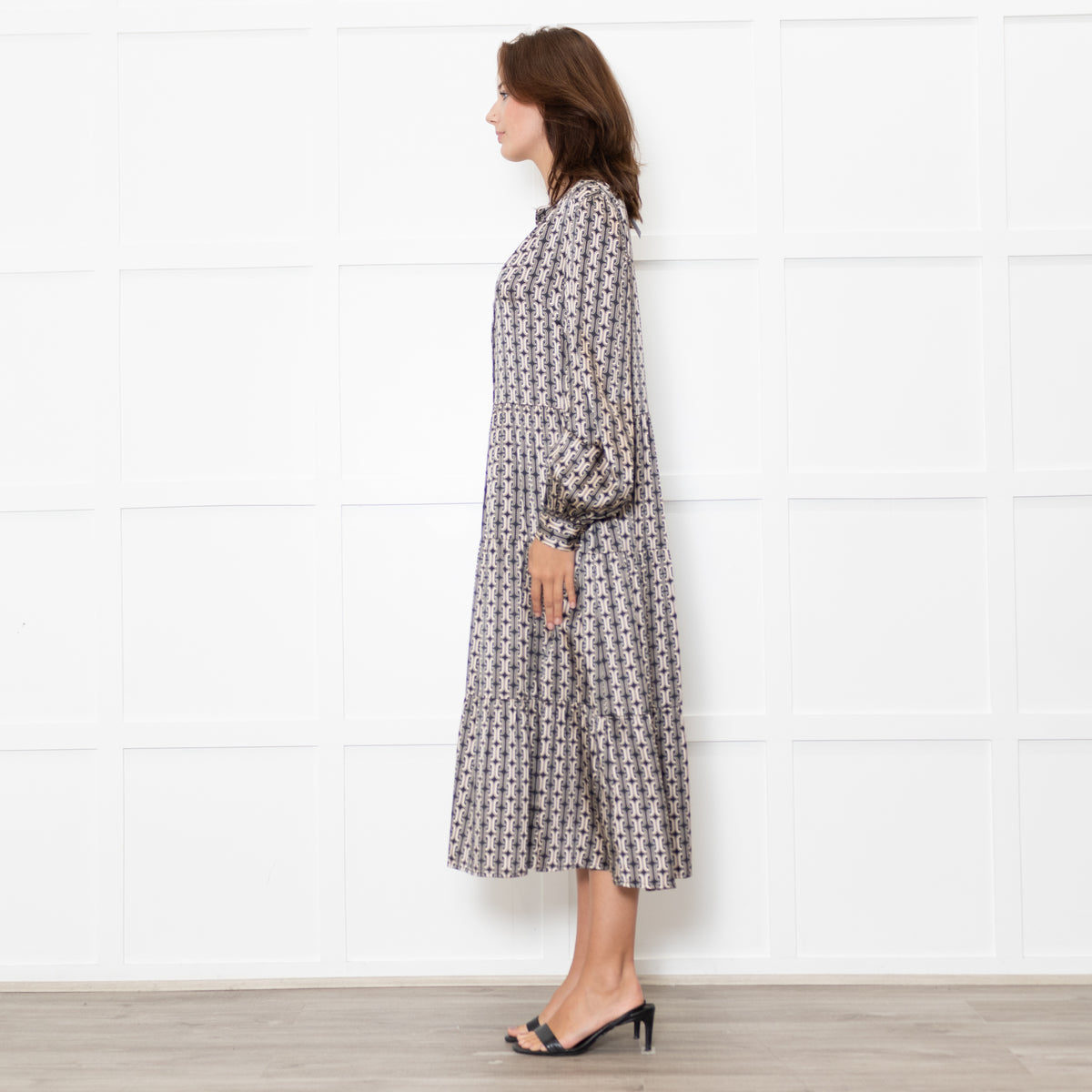 Dea Kudibal Black And Beige Link Print Silk Dress