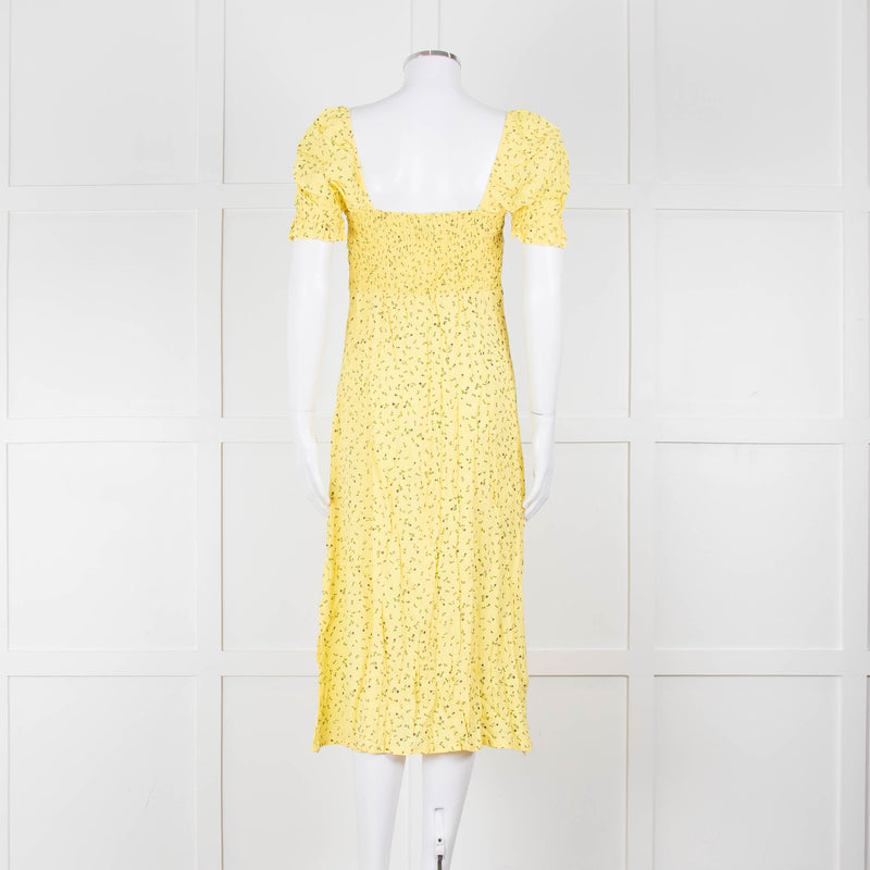 Faithfull The Brand Evelyn La Fica Yellow Floral Print Dress