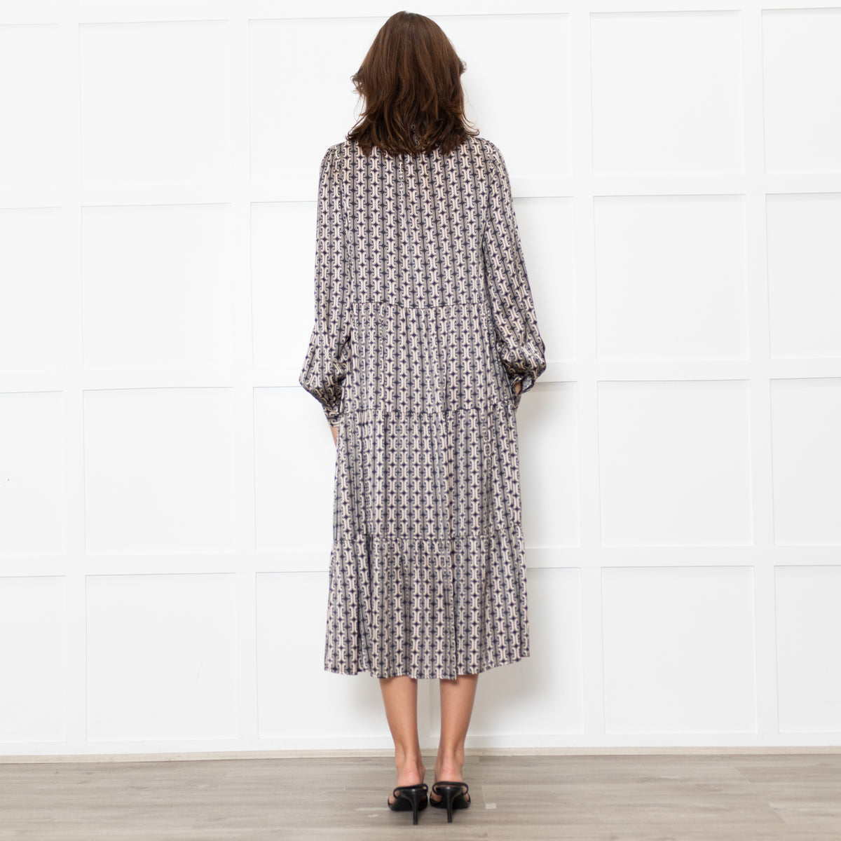 Dea Kudibal Black And Beige Link Print Silk Dress