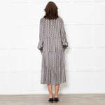 Dea Kudibal Black And Beige Link Print Silk Dress