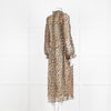 Ganni Leopard Print Plisse Midi Dress