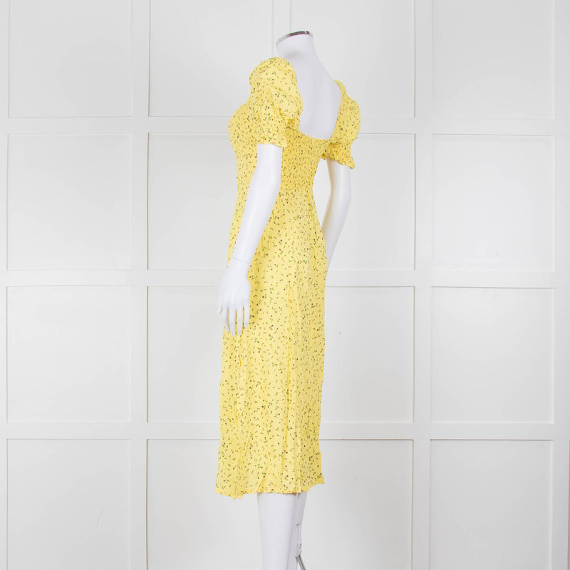 Faithfull The Brand Evelyn La Fica Yellow Floral Print Dress
