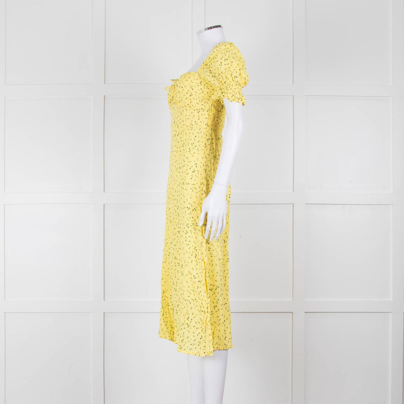 Faithfull The Brand Evelyn La Fica Yellow Floral Print Dress