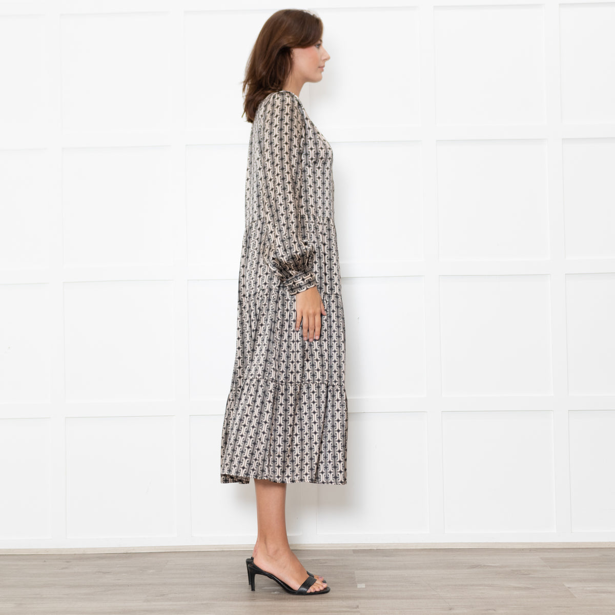 Dea Kudibal Black And Beige Link Print Silk Dress