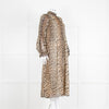Ganni Leopard Print Plisse Midi Dress