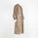 Ganni Leopard Print Plisse Midi Dress