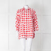 Max Mara White Red Heart Print Cotton Oversized Shirt