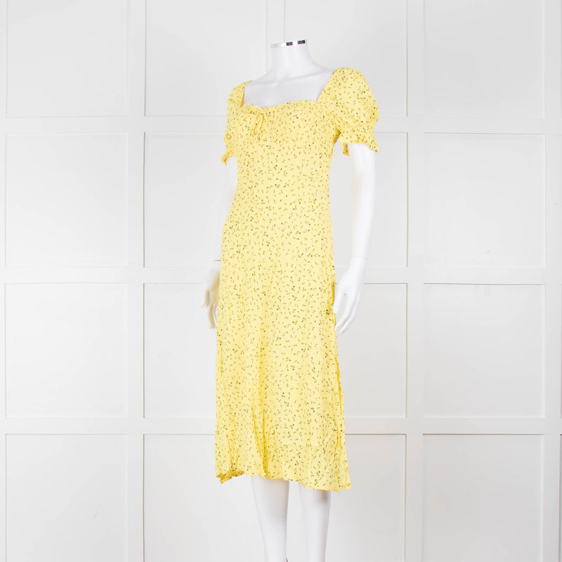 Faithfull The Brand Evelyn La Fica Yellow Floral Print Dress