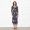 Rixo Black Floral Katie Tea Dress