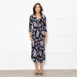Rixo Black Floral Katie Tea Dress