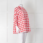 Max Mara White Red Heart Print Cotton Oversized Shirt