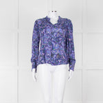 Molin Blue & Purple Patterned L/S Top With Frill