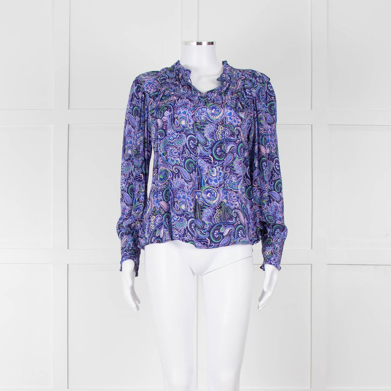 Molin Blue & Purple Patterned L/S Top With Frill