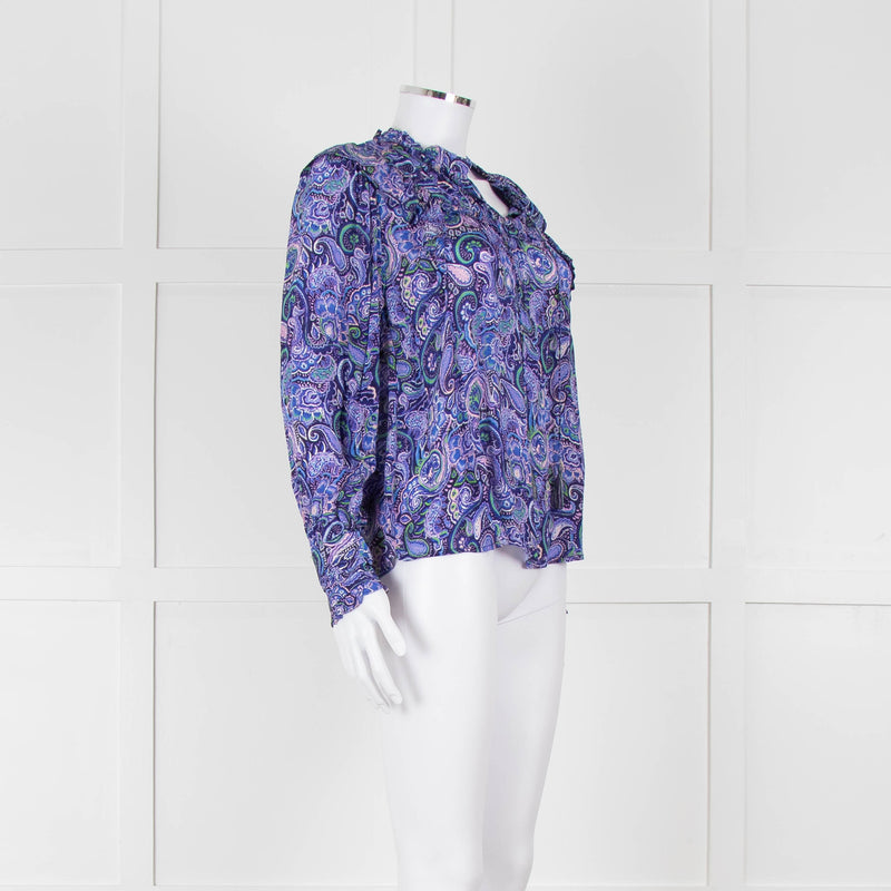 Molin Blue & Purple Patterned L/S Top With Frill