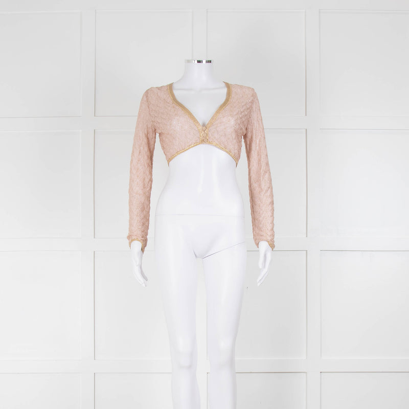 Missoni Pale Pink With Gold Knit Long Sleeve Top