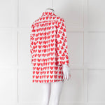 Max Mara White Red Heart Print Cotton Oversized Shirt