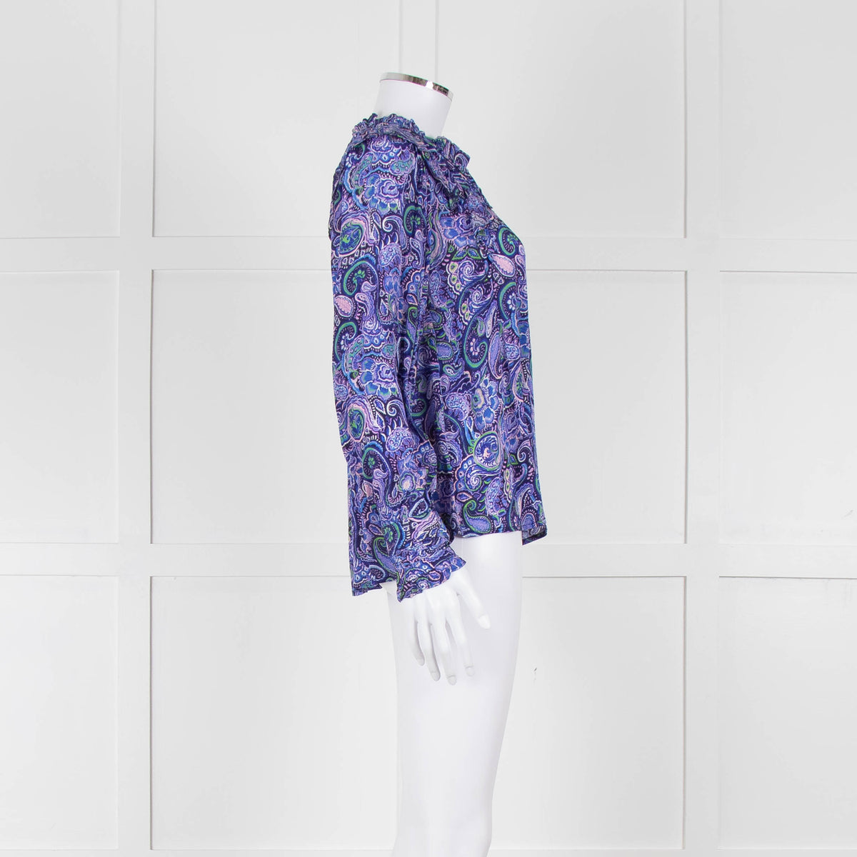 Molin Blue & Purple Patterned L/S Top With Frill