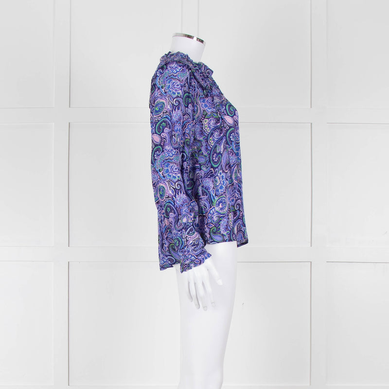 Molin Blue & Purple Patterned L/S Top With Frill