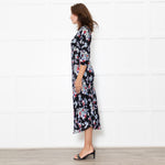Rixo Black Floral Katie Tea Dress
