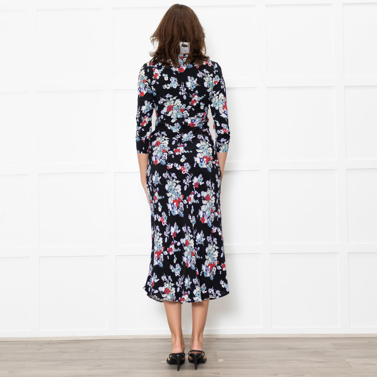 Rixo Black Floral Katie Tea Dress
