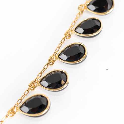 Swarovski Gold Black Drop Bead Detail Necklace