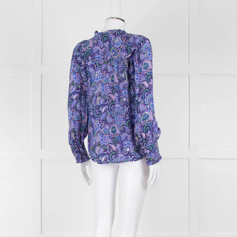Molin Blue & Purple Patterned L/S Top With Frill