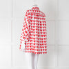 Max Mara White Red Heart Print Cotton Oversized Shirt
