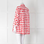 Max Mara White Red Heart Print Cotton Oversized Shirt
