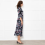 Rixo Black Floral Katie Tea Dress
