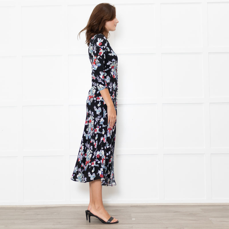 Rixo Black Floral Katie Tea Dress