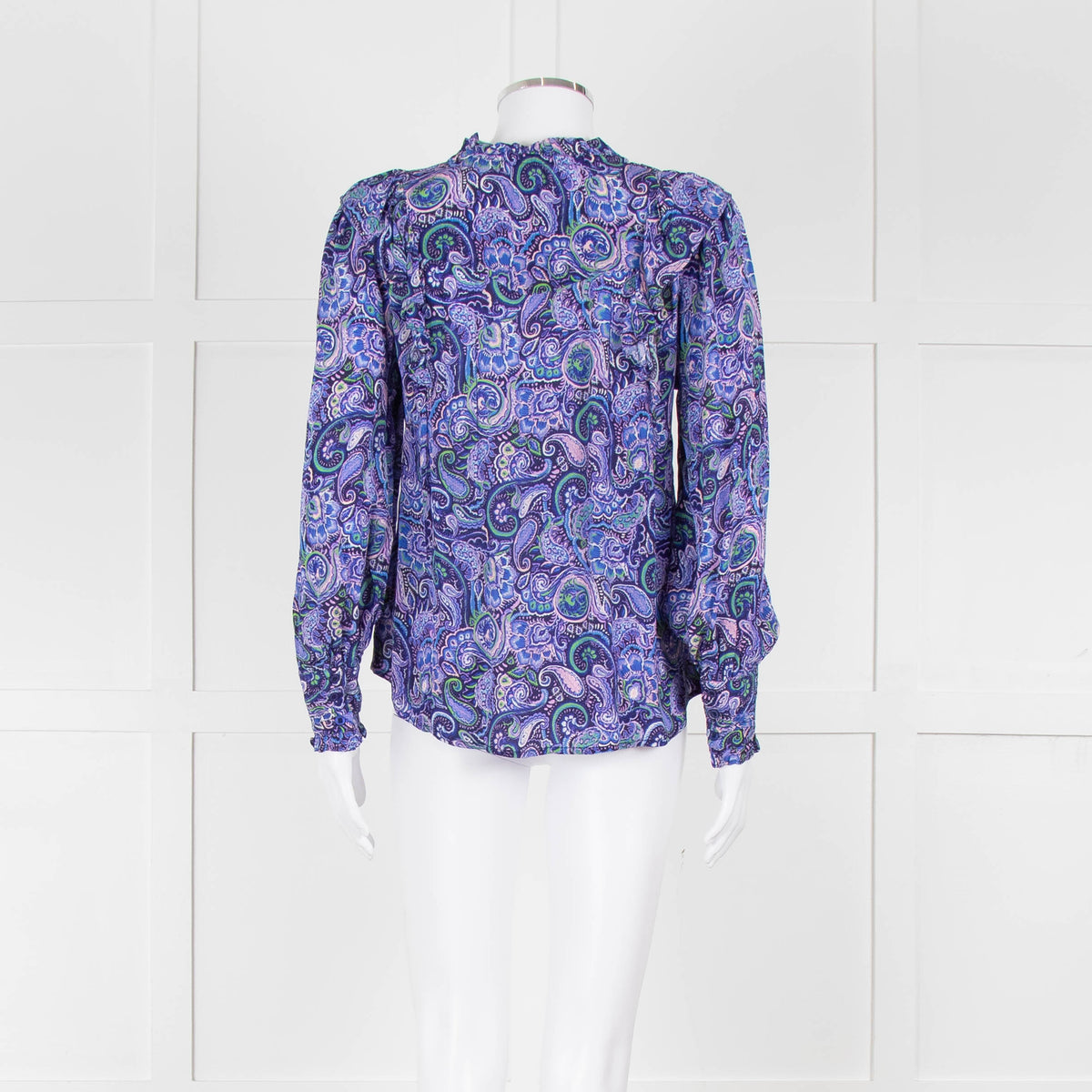 Molin Blue & Purple Patterned L/S Top With Frill