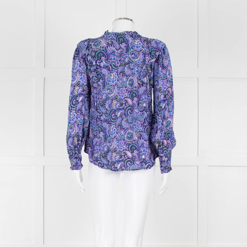 Molin Blue & Purple Patterned L/S Top With Frill
