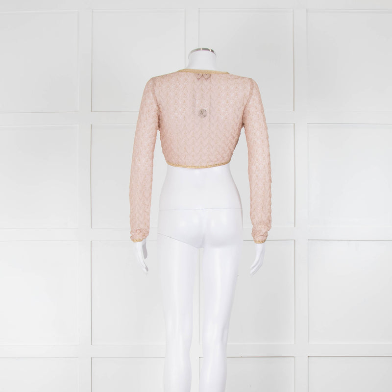 Missoni Pale Pink With Gold Knit Long Sleeve Top