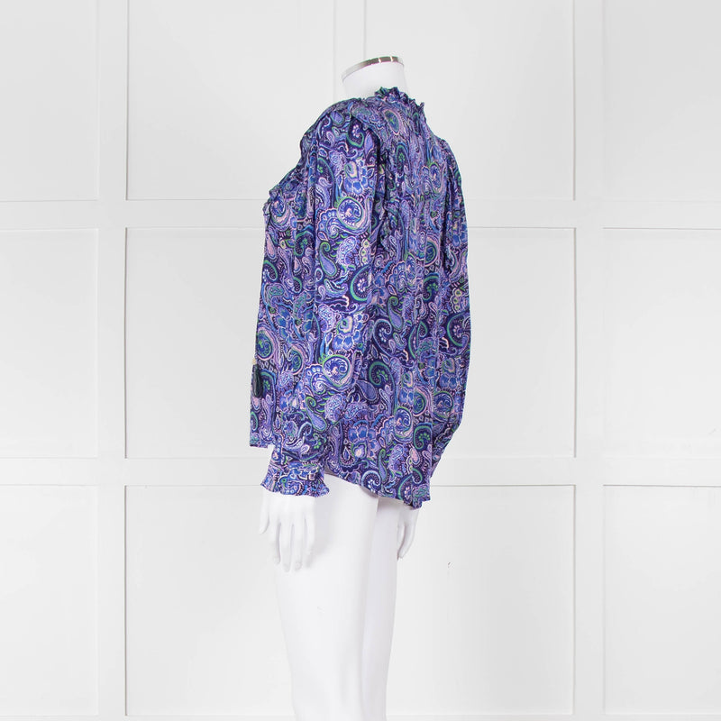 Molin Blue & Purple Patterned L/S Top With Frill