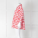 Max Mara White Red Heart Print Cotton Oversized Shirt