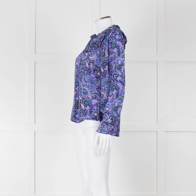 Molin Blue & Purple Patterned L/S Top With Frill