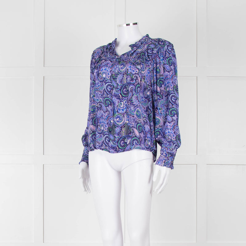 Molin Blue & Purple Patterned L/S Top With Frill
