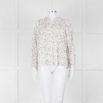 Molin White With Multicolour Floral Pattern & Pleated Front L/S Top