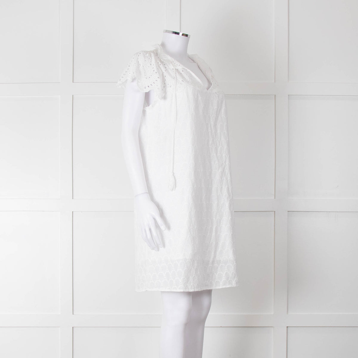 Adiva White Cotton Broderie Anglaise Tunic Dress