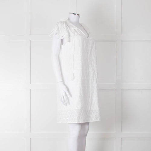 Adiva White Cotton Broderie Anglaise Tunic Dress