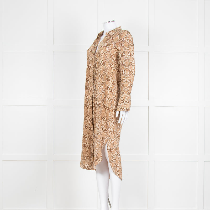 Anine Bing Brown Snake Print Shirt Dress