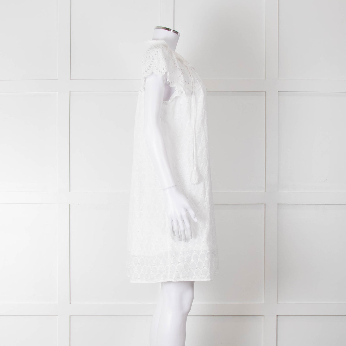Adiva White Cotton Broderie Anglaise Tunic Dress