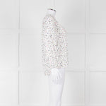 Molin White With Multicolour Floral Pattern & Pleated Front L/S Top