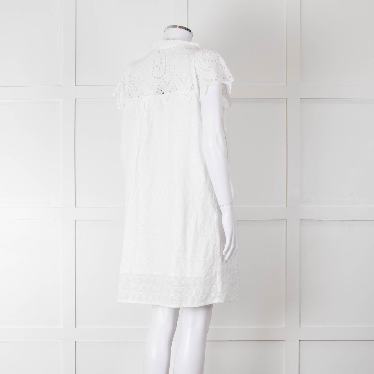 Adiva White Cotton Broderie Anglaise Tunic Dress