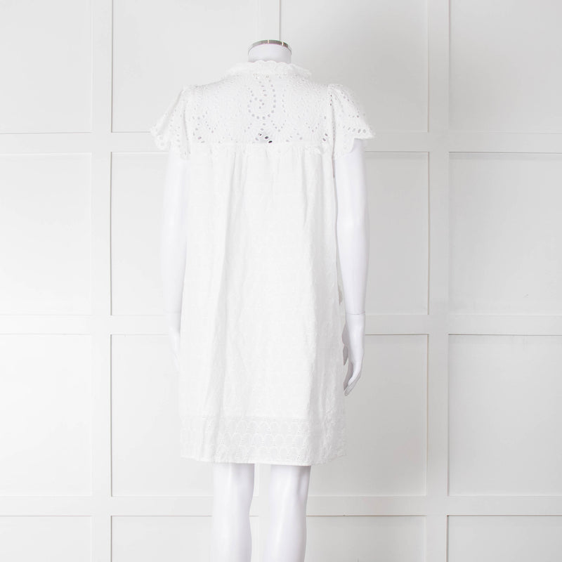 Adiva White Cotton Broderie Anglaise Tunic Dress