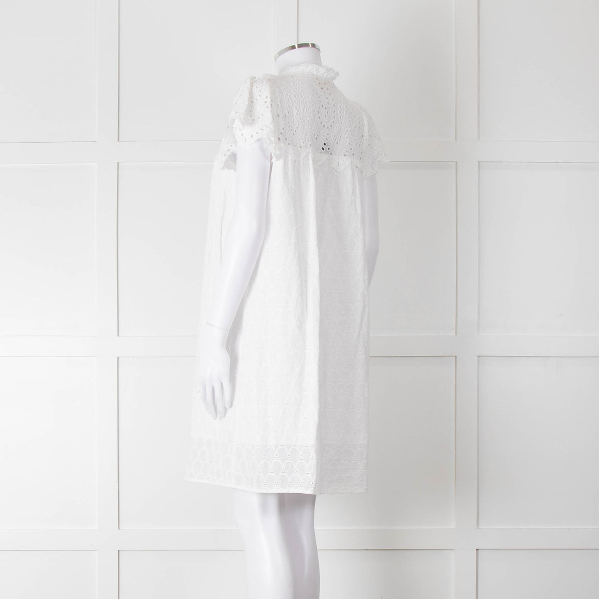Adiva White Cotton Broderie Anglaise Tunic Dress